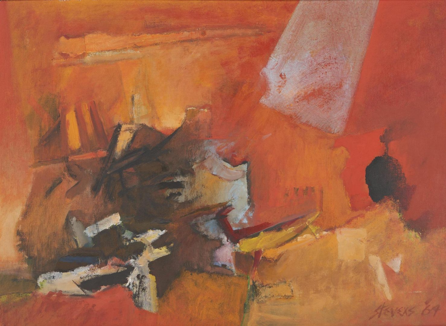 Lot 574: Walter Hollis Stevens Abstract O/B Painting, Land Echo