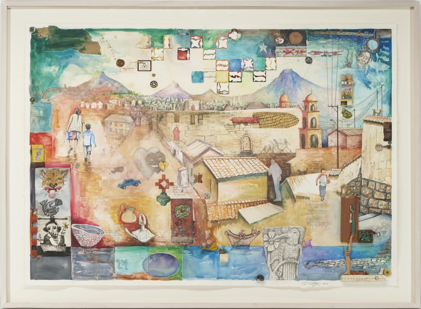 Lot 575: Andrew Saftel Mixed Media Collage, Souvenir
