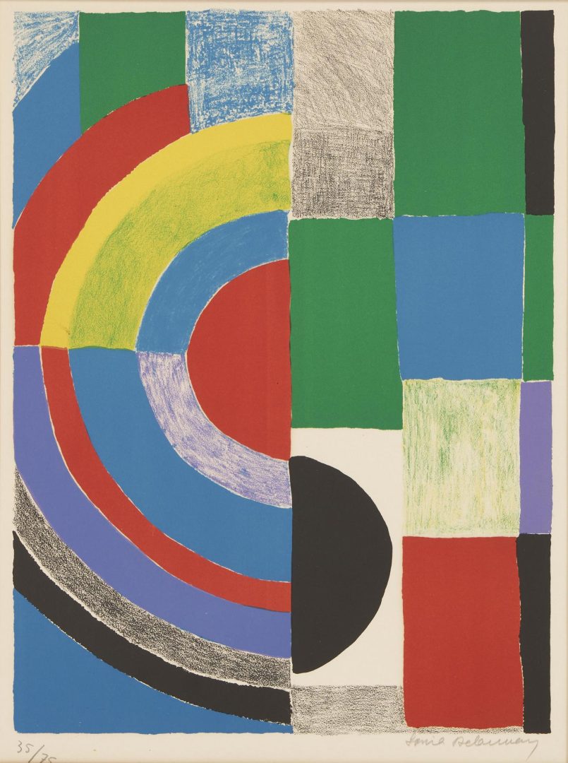 Lot 580: Sonia Delaunay Signed Abstract Lithograph, Rhythm in Color