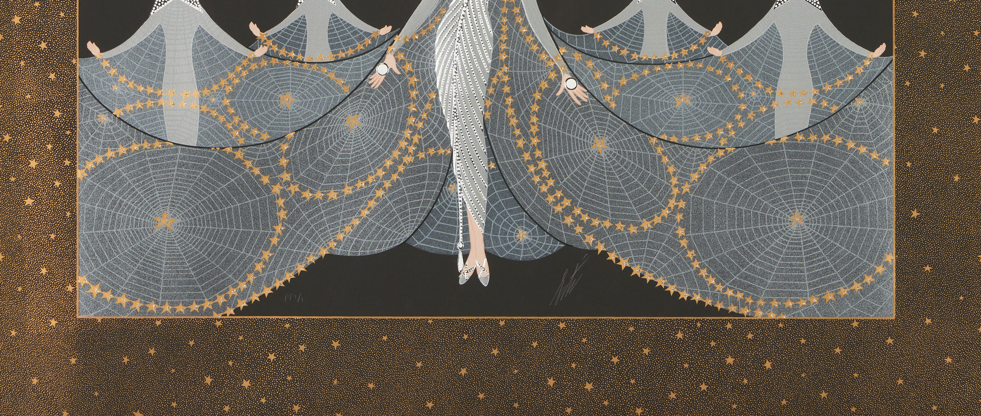Lot 597: Erte Art Deco Serigraph, Queen of the Night, Publisher's Proof