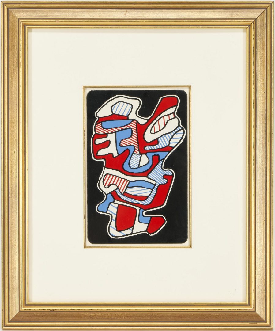 Lot 598: William Littlefield Mixed Media Abstract Collage & Jean Dubuffet Framed Serigraph