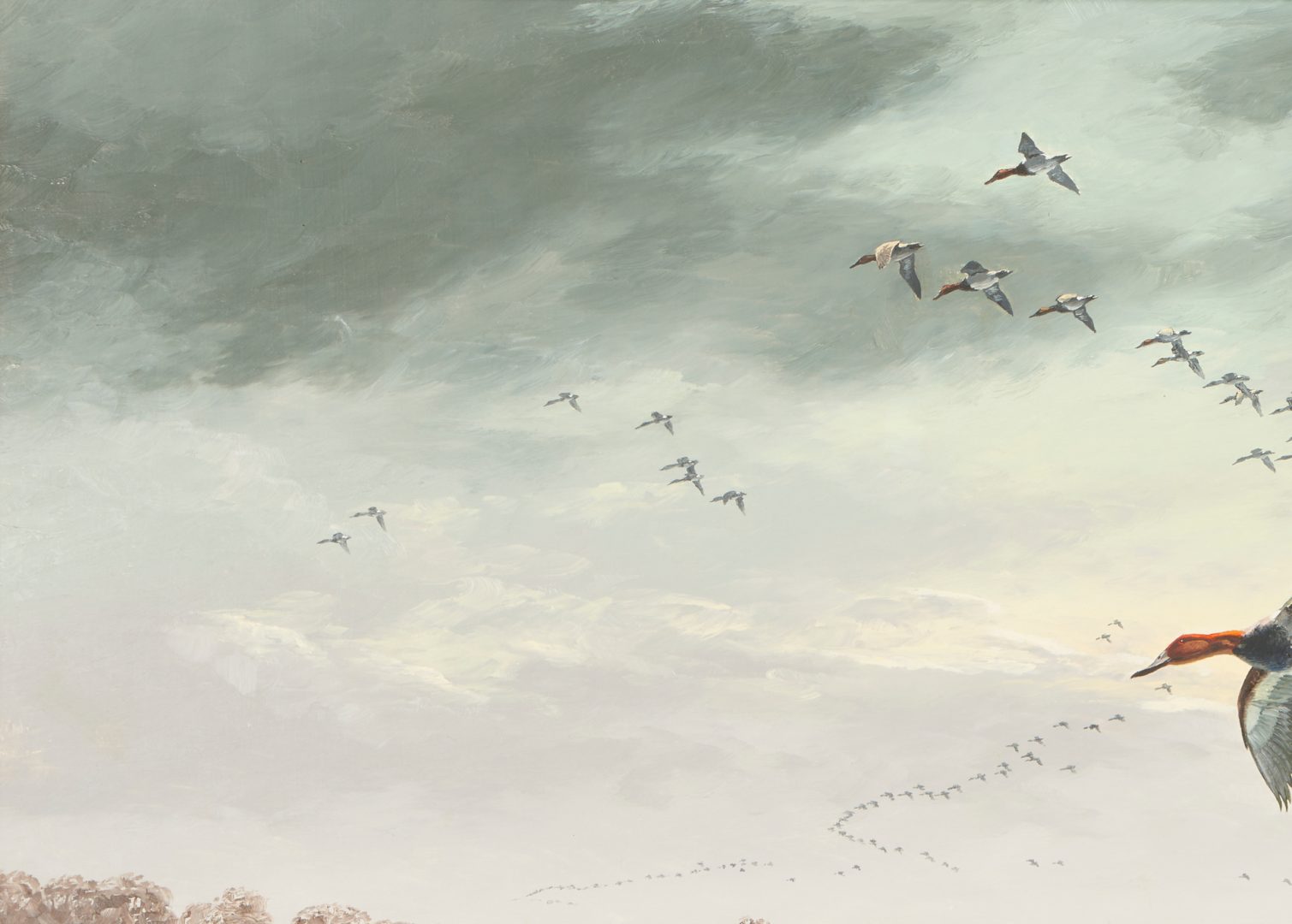 Lot 603: David Maass O/B Painting, Ducks in Flight