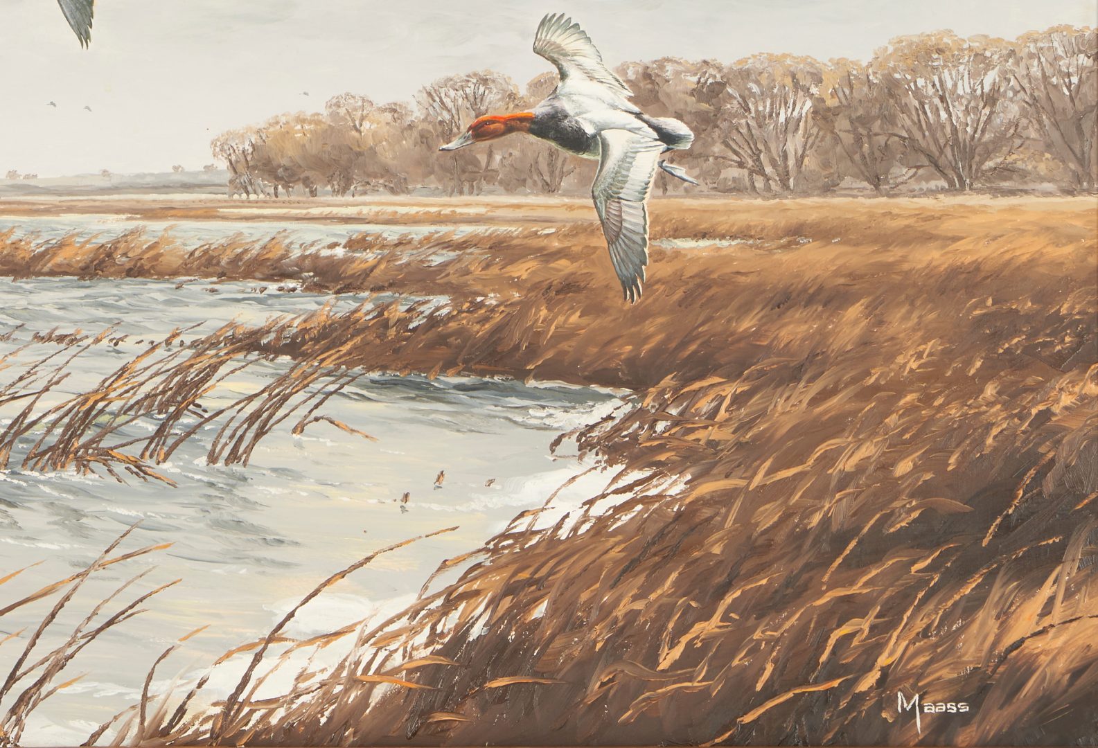 Lot 603: David Maass O/B Painting, Ducks in Flight