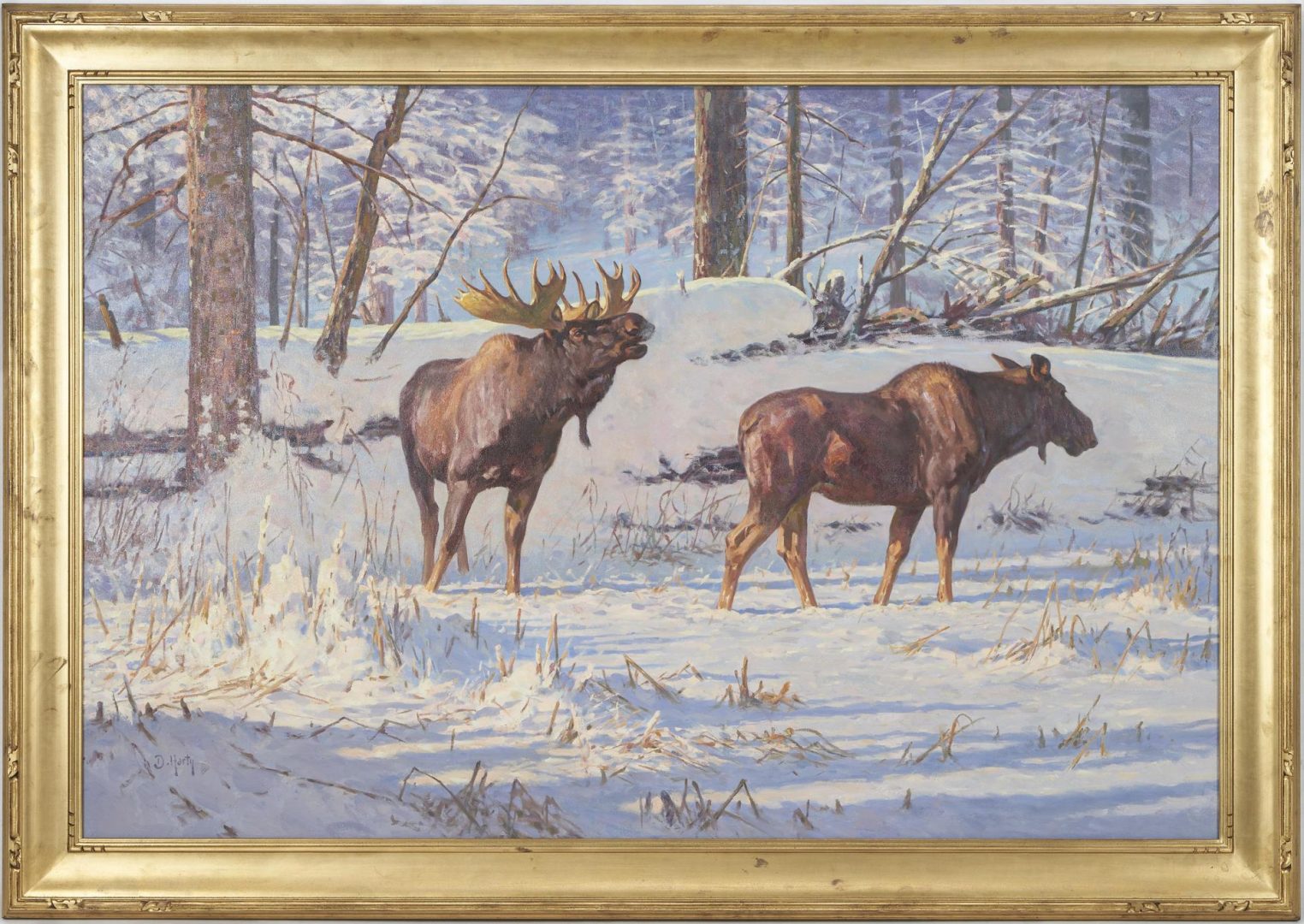 Lot 604: Large Dwayne Harty Oil on Canvas Wildlife Painting