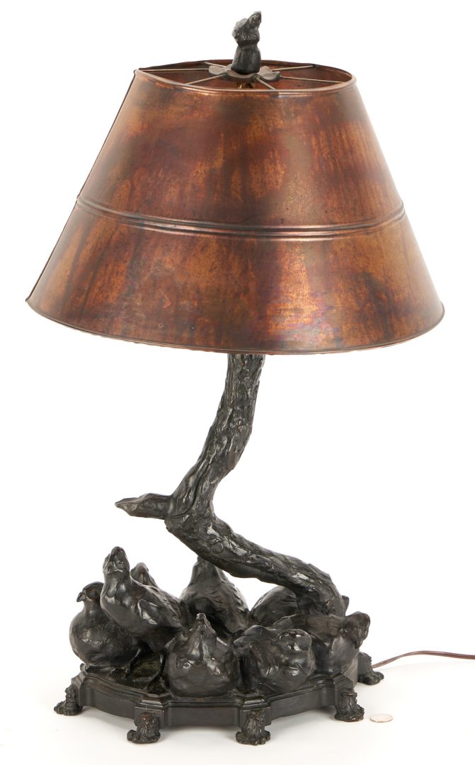 Lot 608: Bronze Lamp, Noontime Covey