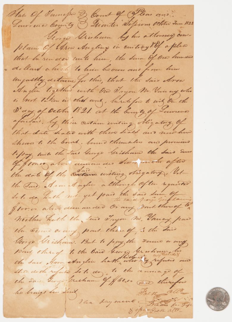 Lot 643: Early James K. Polk Signed TN Legal Document