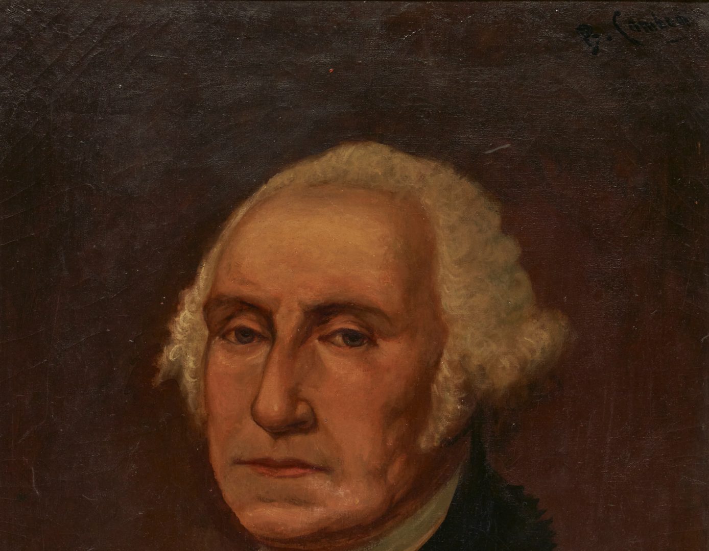 Lot 647: Early 20th C. Portrait of George Washington, Signed