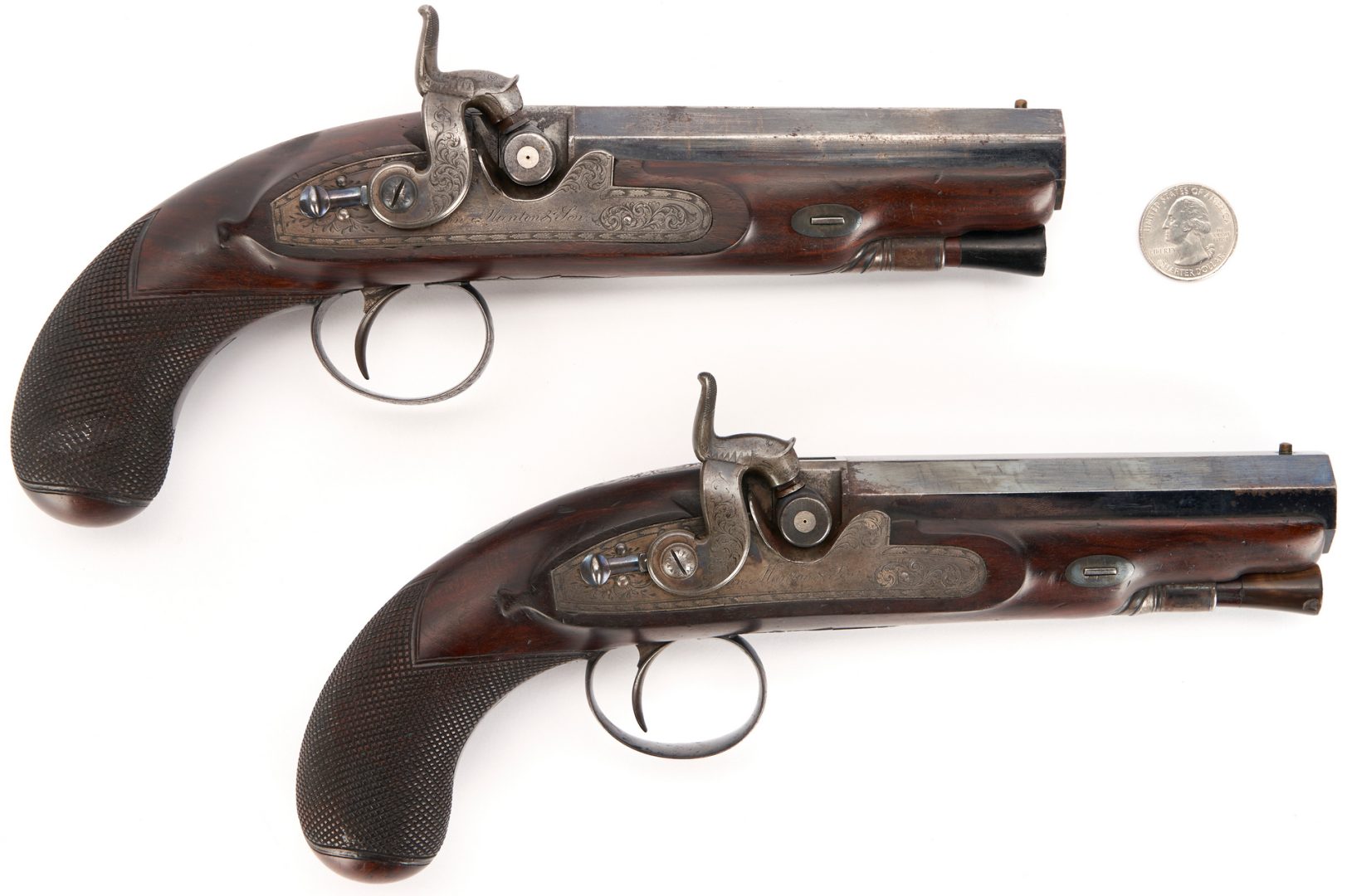 Lot 668: Pair of Cased John Manton & Son Dueling Pistols, .63 cal.