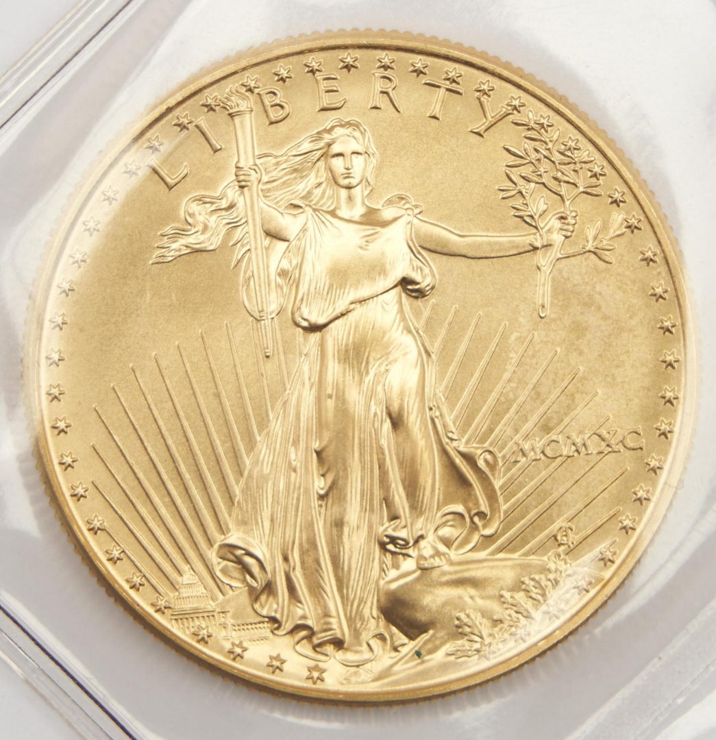 Lot 708: 1990 $50 American Eagle Gold Coin, 2 of 2