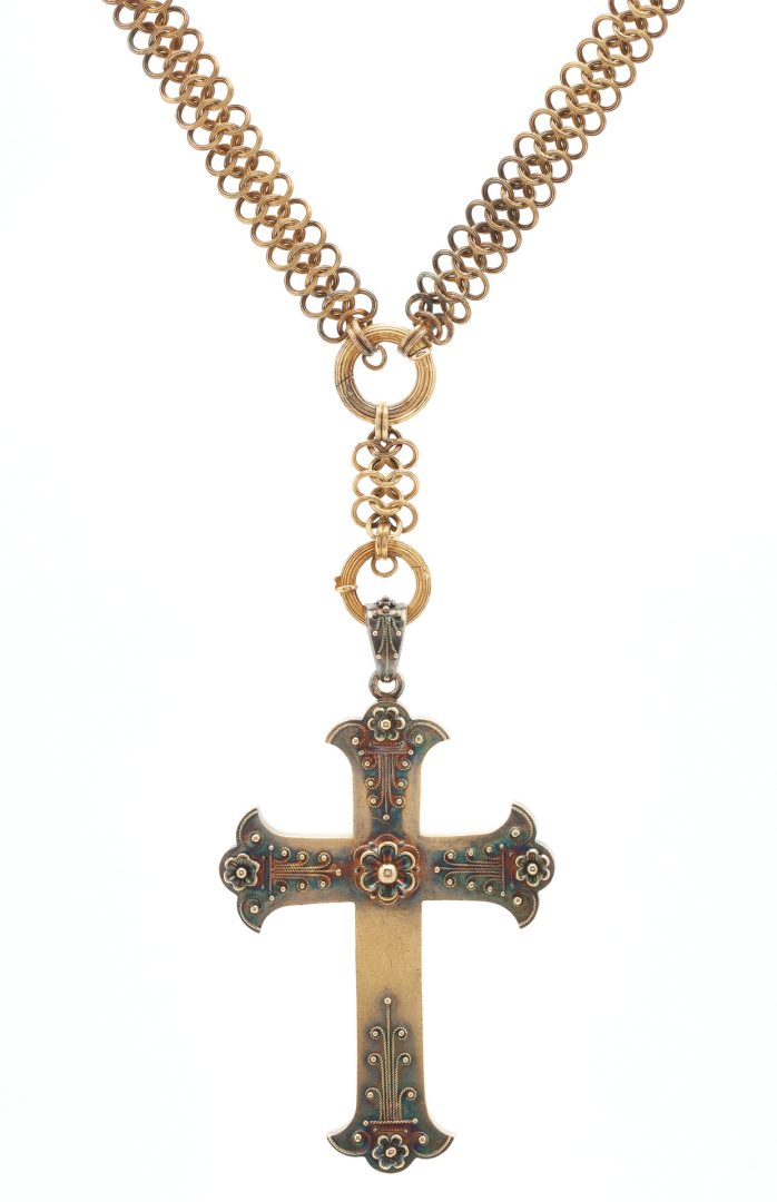 Lot 728: 14K Victorian Gothic Cross Pendant