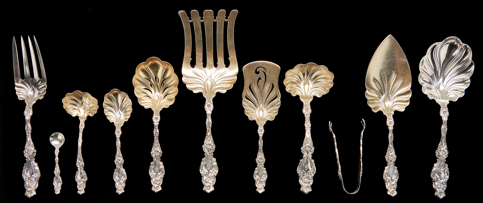 Lot 74: 94 Pcs. Whiting Lily Sterling Silver Flatware