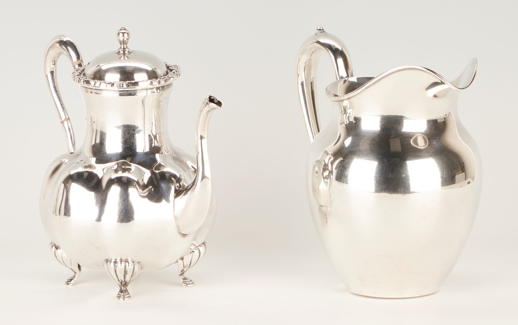 Lot 764: Whiting Sterling Water Pitcher and Mexican Sterling Teapot