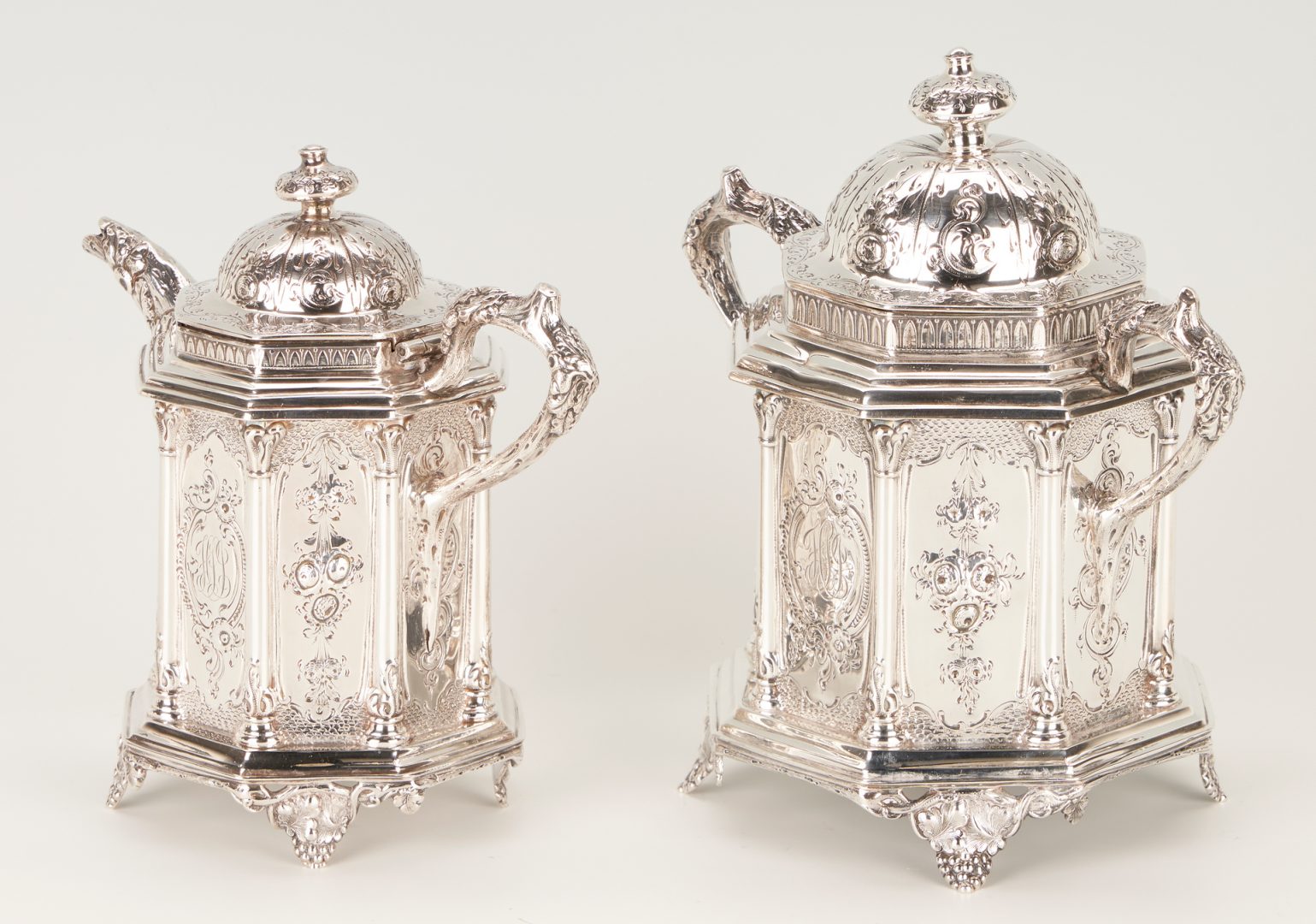 Lot 78: Stebbins & Co. Classical Coin Silver Tea Set
