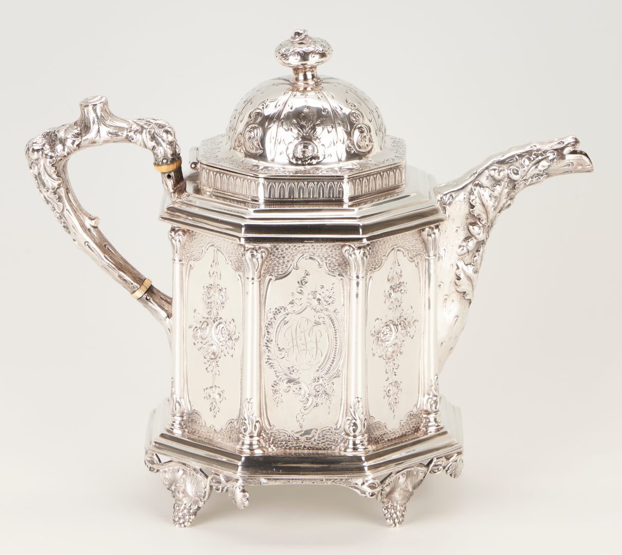 Lot 78: Stebbins & Co. Classical Coin Silver Tea Set