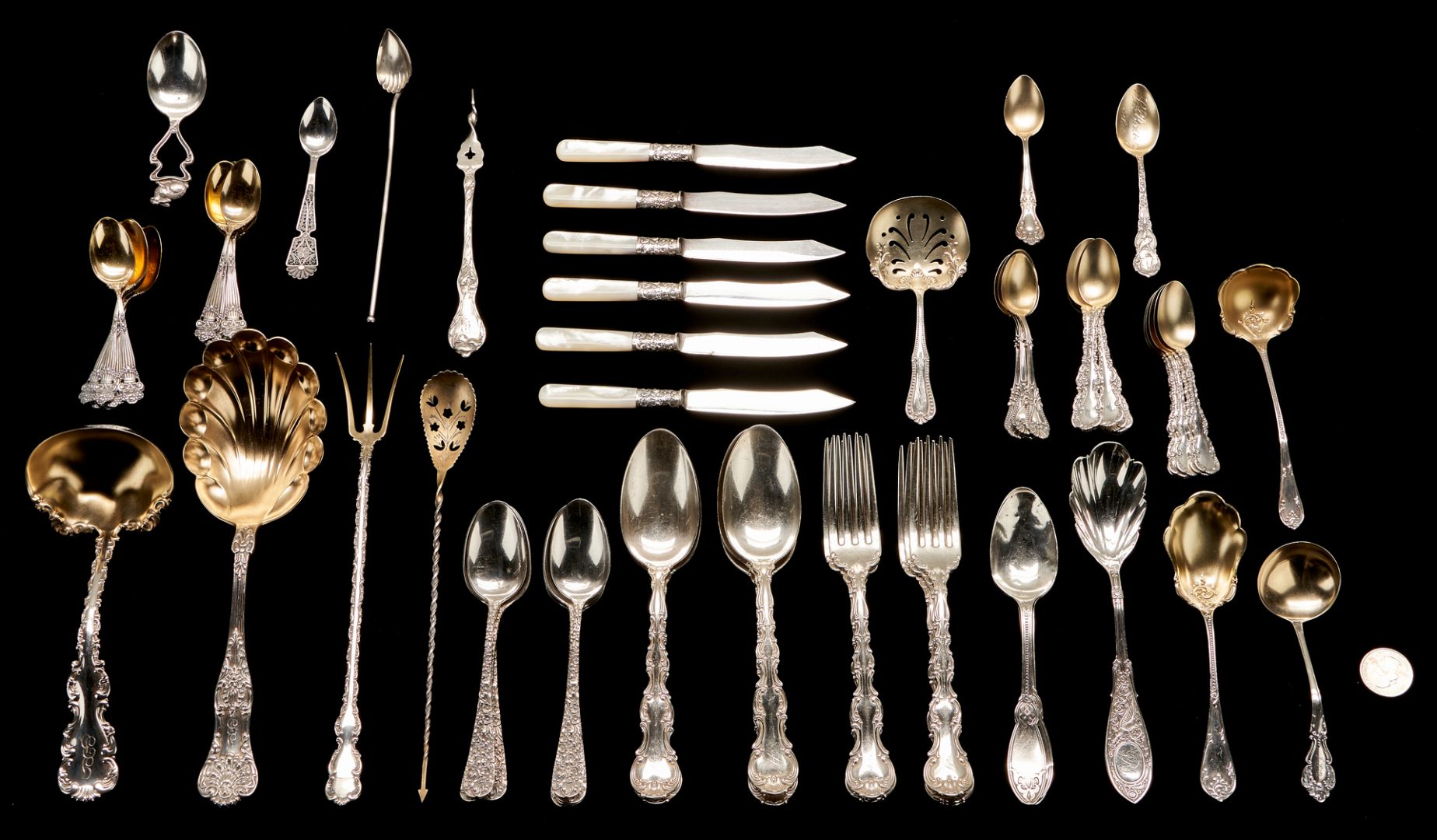 Lot 816: 68 pcs Assorted Sterling Flatware, incl. Gorham, Towle, Steiff