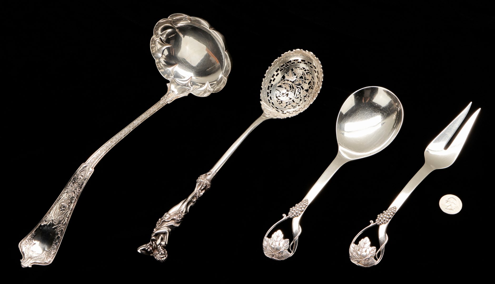 Lot 823: 4 Sterling Silver Serving Pieces, incl. Tiffany, Whiting