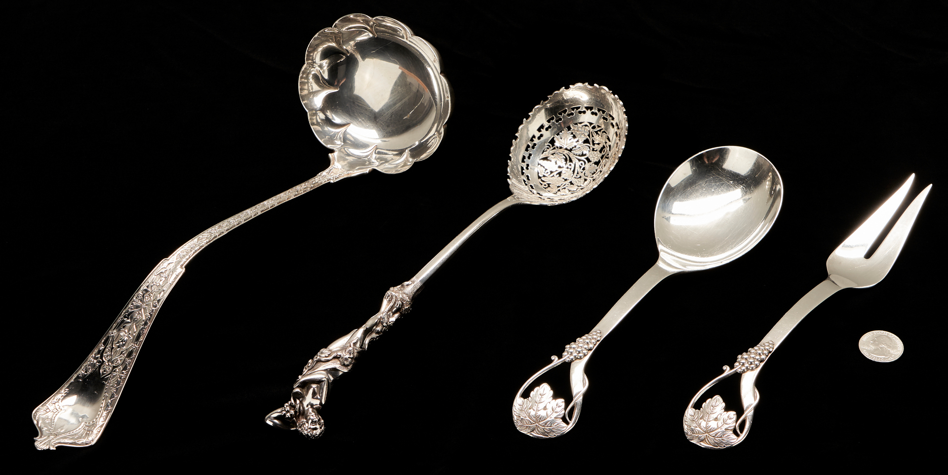Lot 823: 4 Sterling Silver Serving Pieces, incl. Tiffany, Whiting