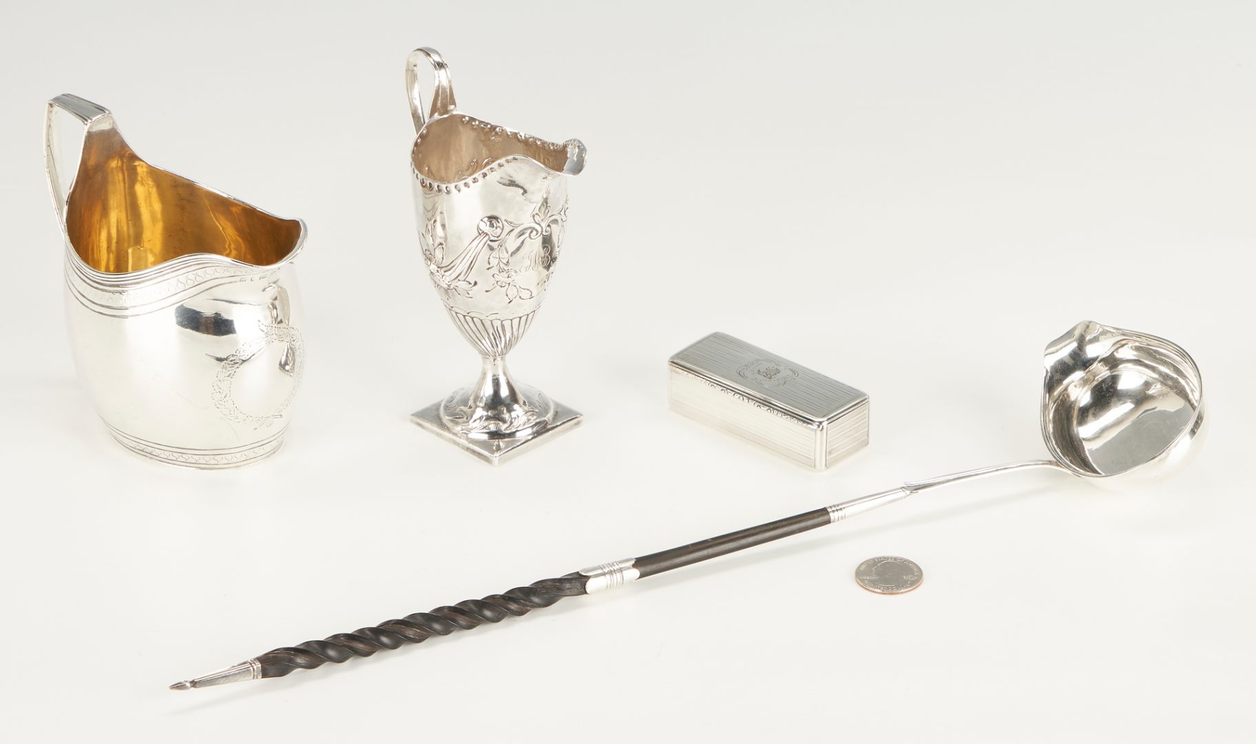 Lot 830: 4 English Sterling Silver Items, incl. George III