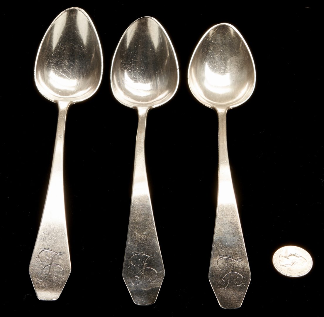 Lot 83: Three (3) Asa Blanchard Coffin End Spoons
