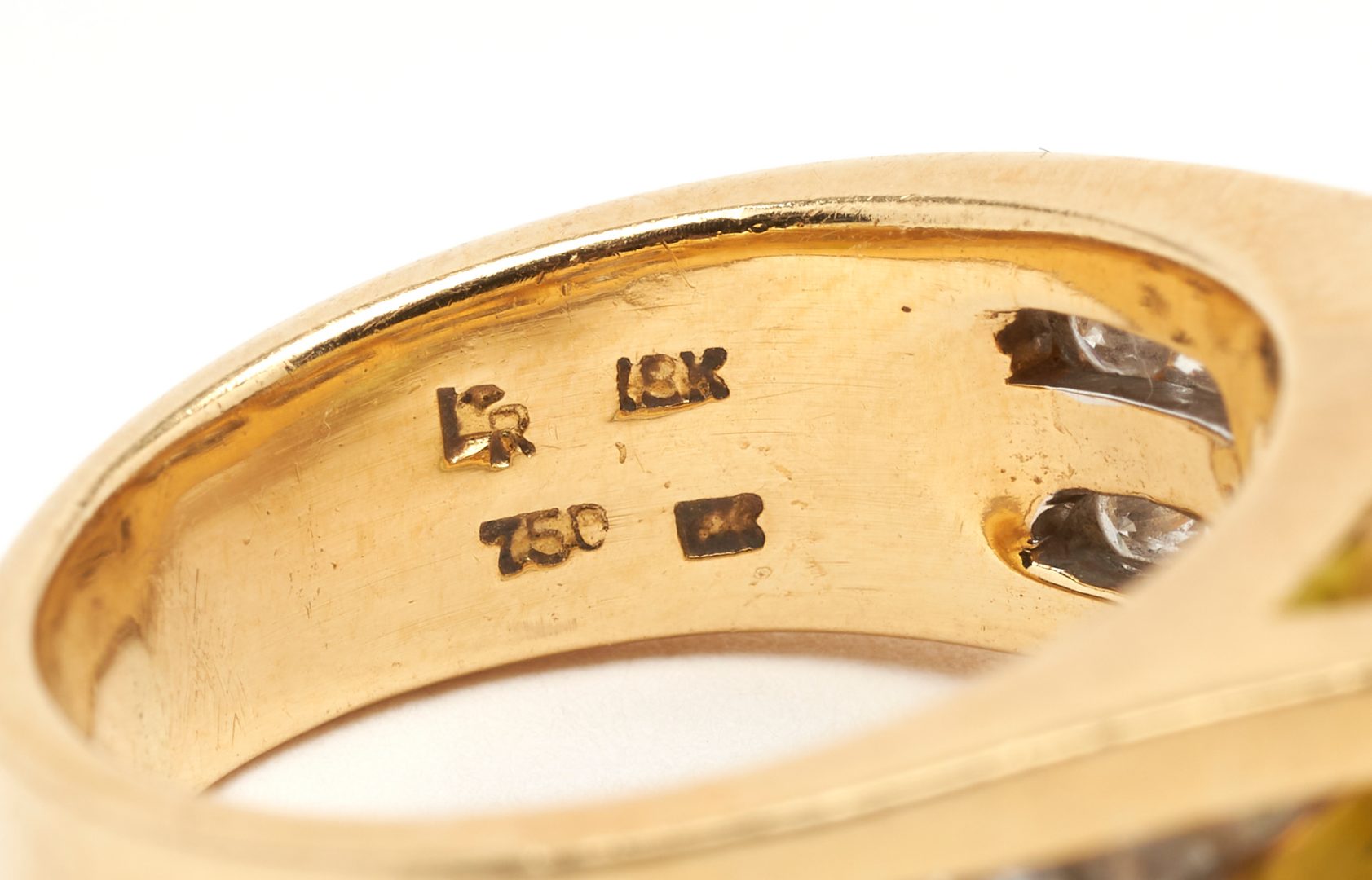Lot 842: 18K & Peridot Designer Ring & Earrings