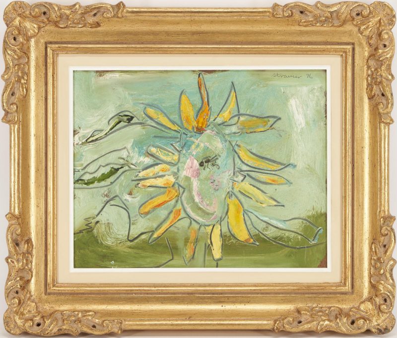 Lot 907: Sterling Strauser O/B Sunflower Painting