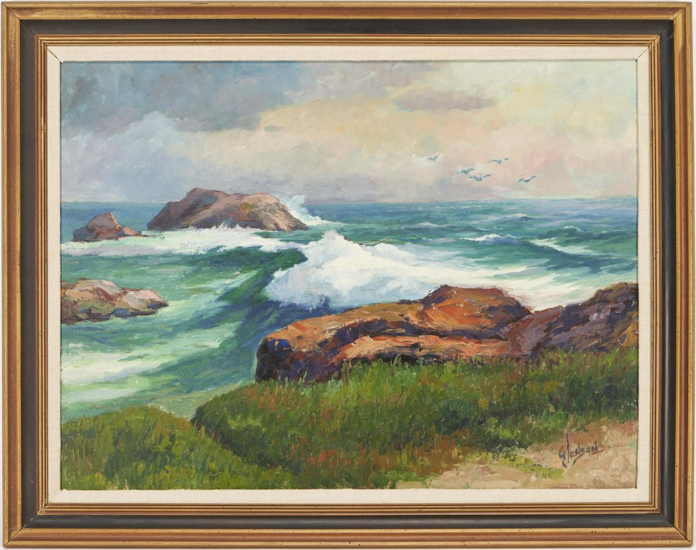 Lot 914: George Jensen O/B Coastal Landscape Painting