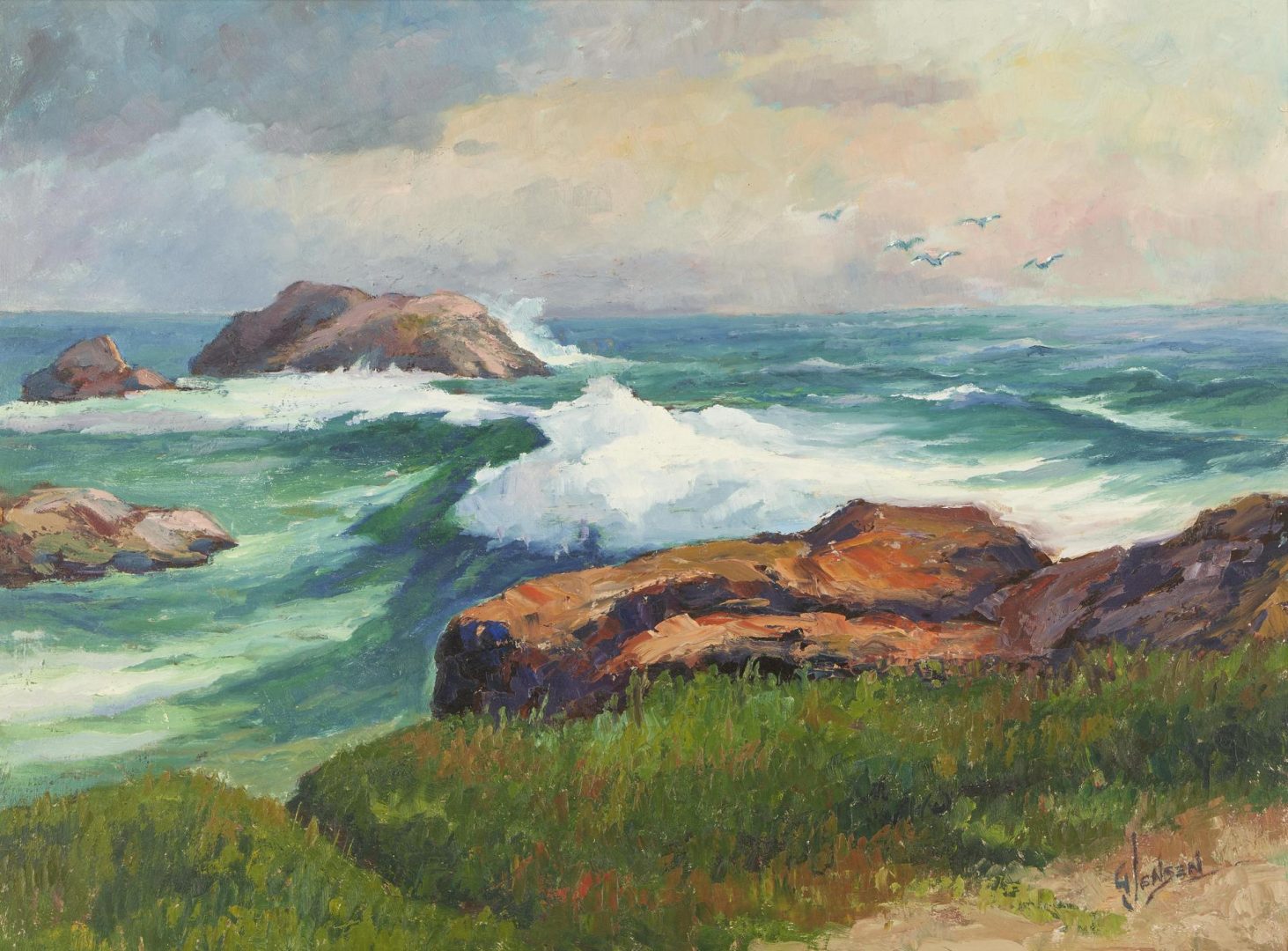 Lot 914: George Jensen O/B Coastal Landscape Painting