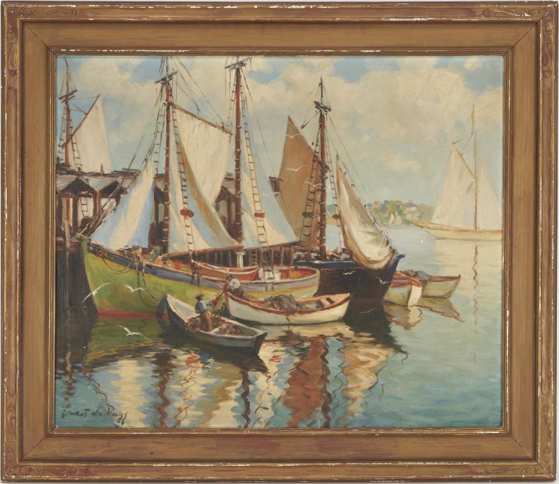 Lot 915: Ernest de Nagy exhibited O/C Maritime Painting, Rockport Harbor