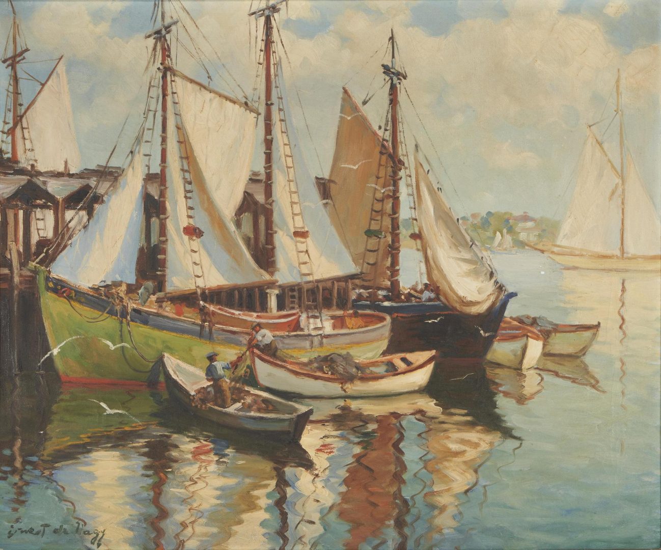 Lot 915: Ernest de Nagy exhibited O/C Maritime Painting, Rockport Harbor