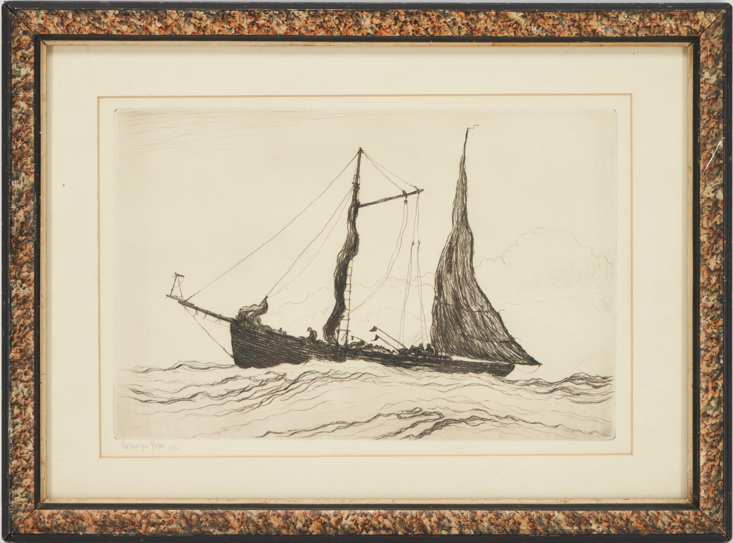 Lot 918: 2 Maritime Works, Inc Reynolds Beal Etching & Small Harbor Scene