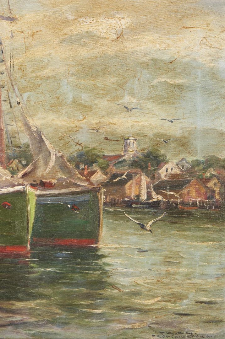 Lot 919: Laszlo De Nagy O/C Harbor Scene Painting, Provincetown