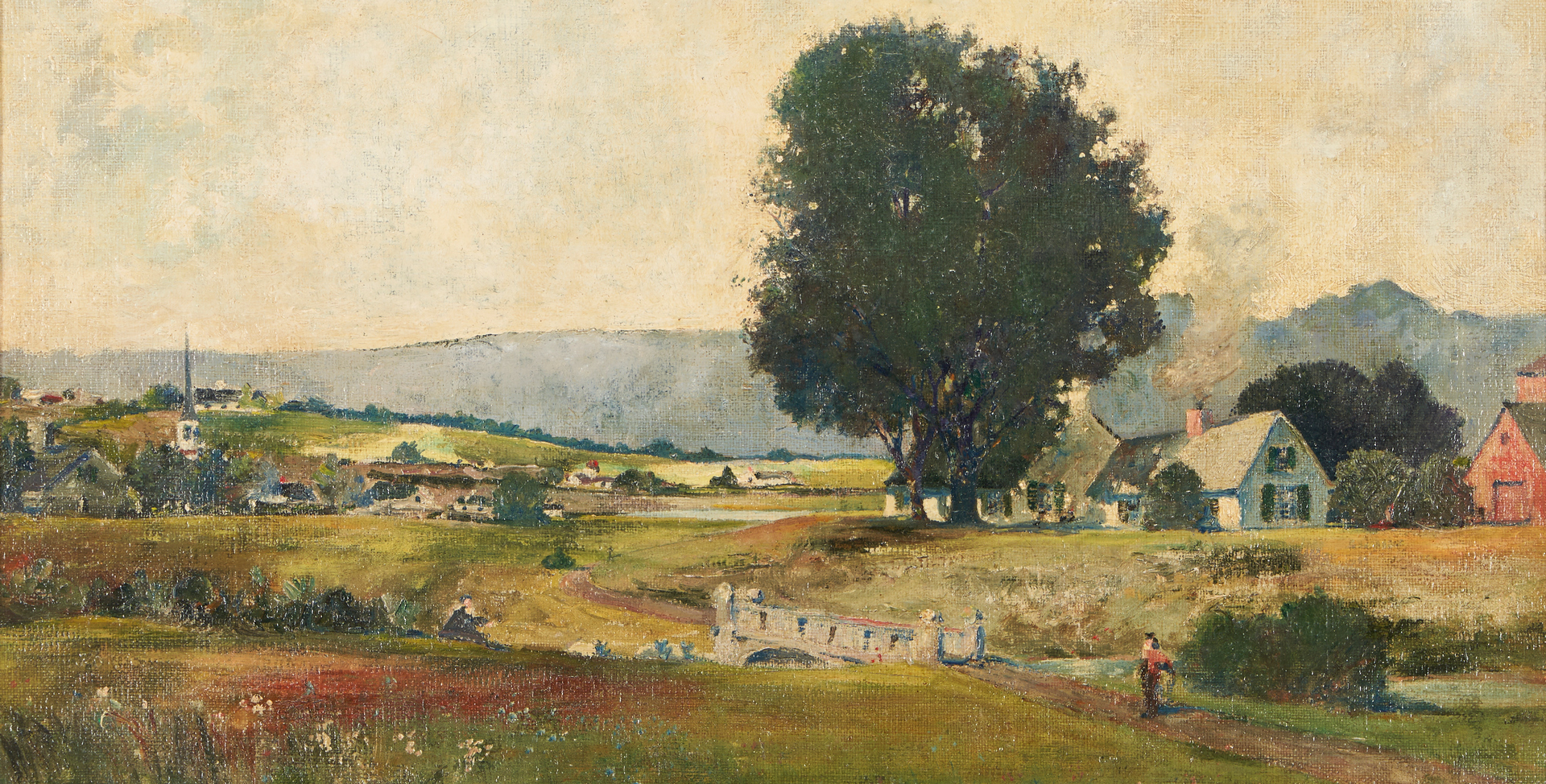 Lot 928: Erwin Lauffer Oil on Canvas Farm Landscape