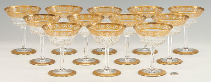 Lot 964: 12 St. Louis Thistle Crystal Champagne Glasses, 2 of 2
