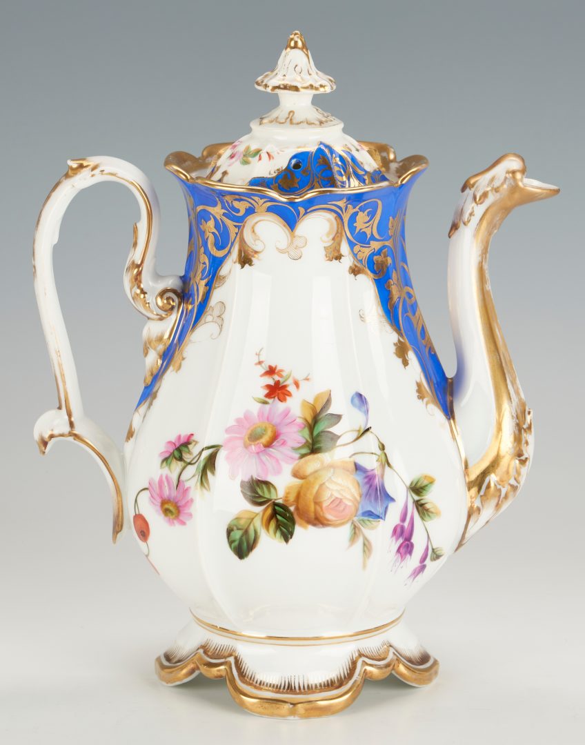 Lot 974: Martha Ready Morgan's Old Paris Porcelain Tea Set, 14 pcs.