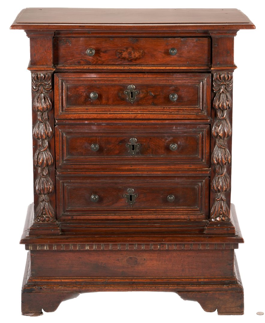 Lot 996: Diminutive Italian Baroque Style Chest of Drawers