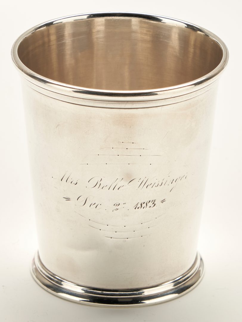 Lot 99: Silver Julep Cup and 23 Spoons, G. Wolf, KY