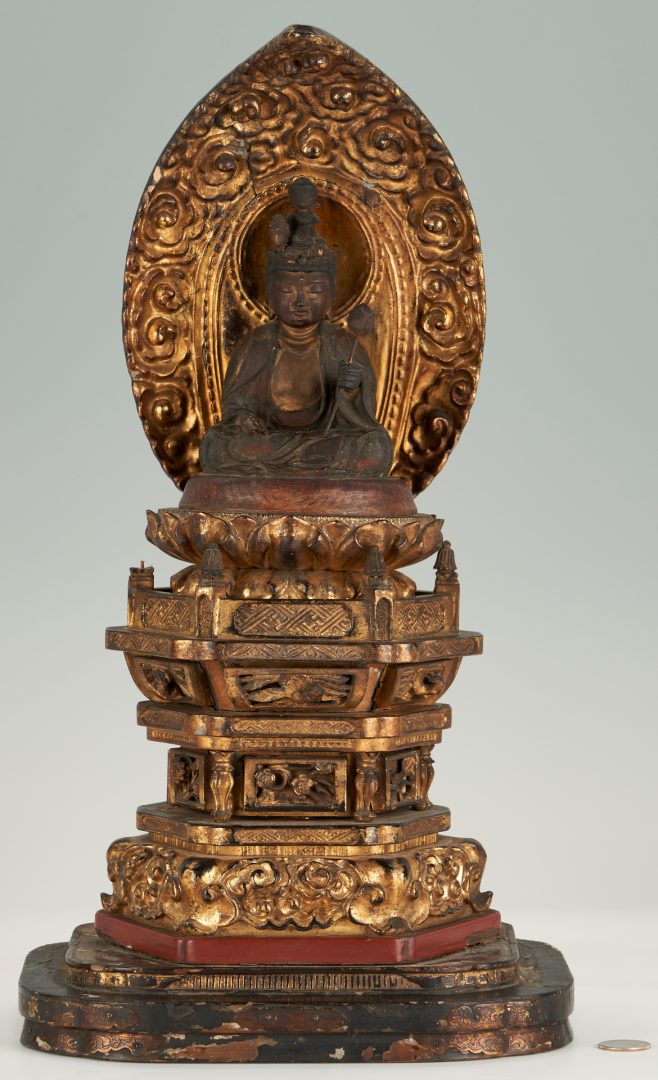 Lot 9: Asian Carved Buddha Altar Shrine