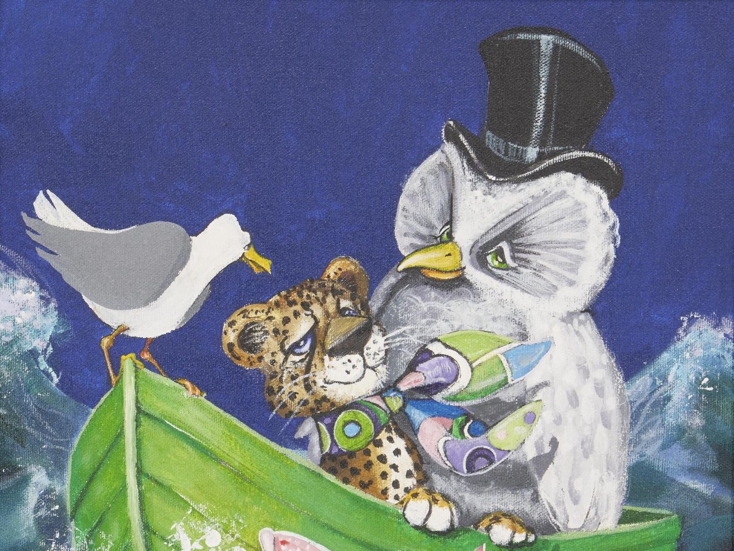 Lot 101: George Davis Exhibited O/C Painting, Owl and Pucci-Cat