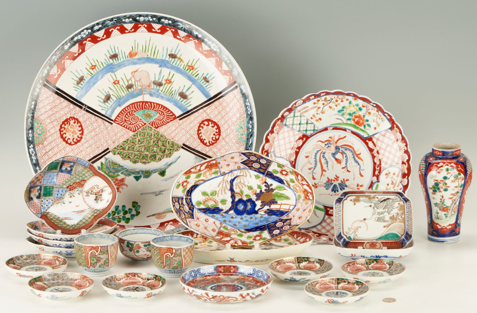 Lot 13: 21 Assorted Imari Porcelain Items incl. Charger