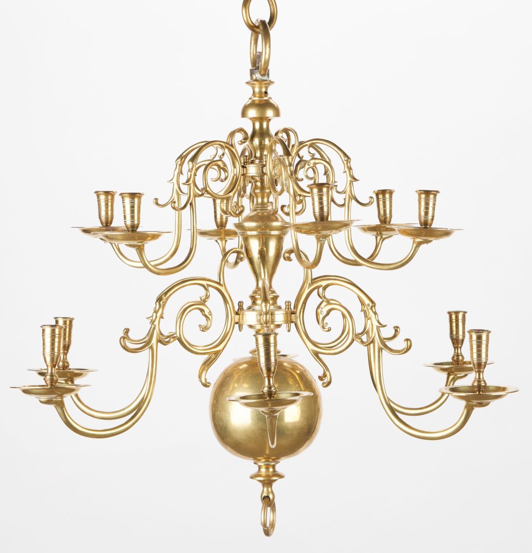 Lot 160: 18th century Dutch Brass 12-Light Chandelier
