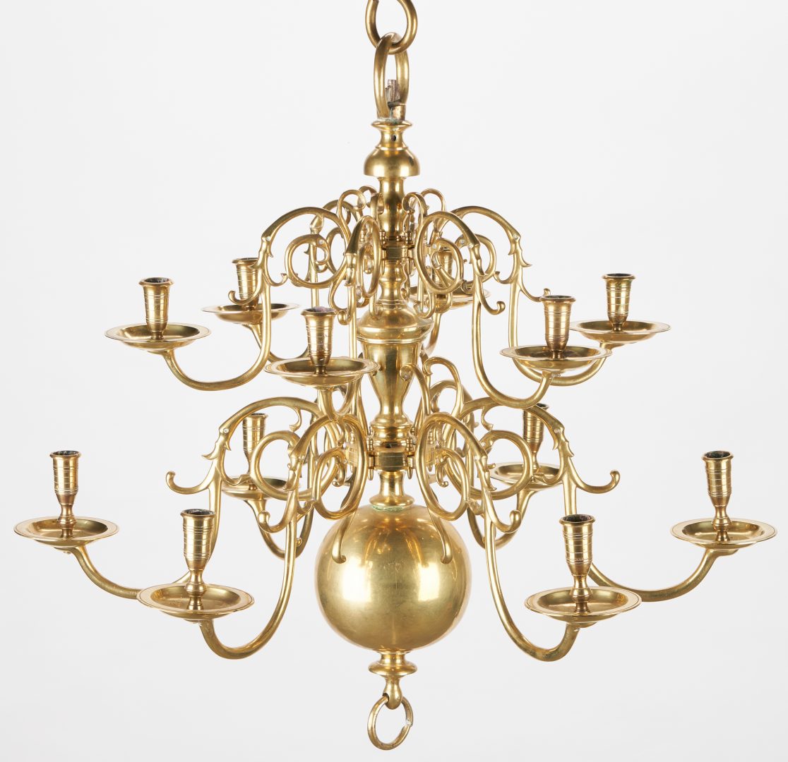 Lot 160: 18th century Dutch Brass 12-Light Chandelier