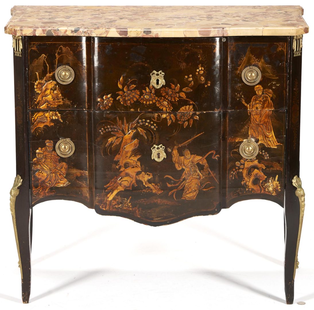 Lot 164: French Louis XV Style Chinoiserie Lacquered Commode