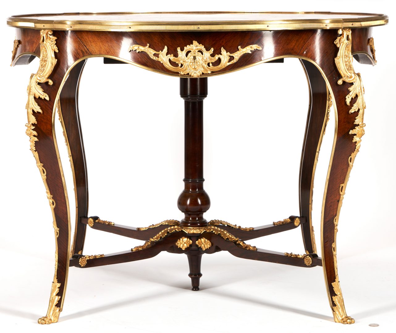 Lot 168: Louis XV Ormolu Mounted Center Table with Variegated Marble Top
