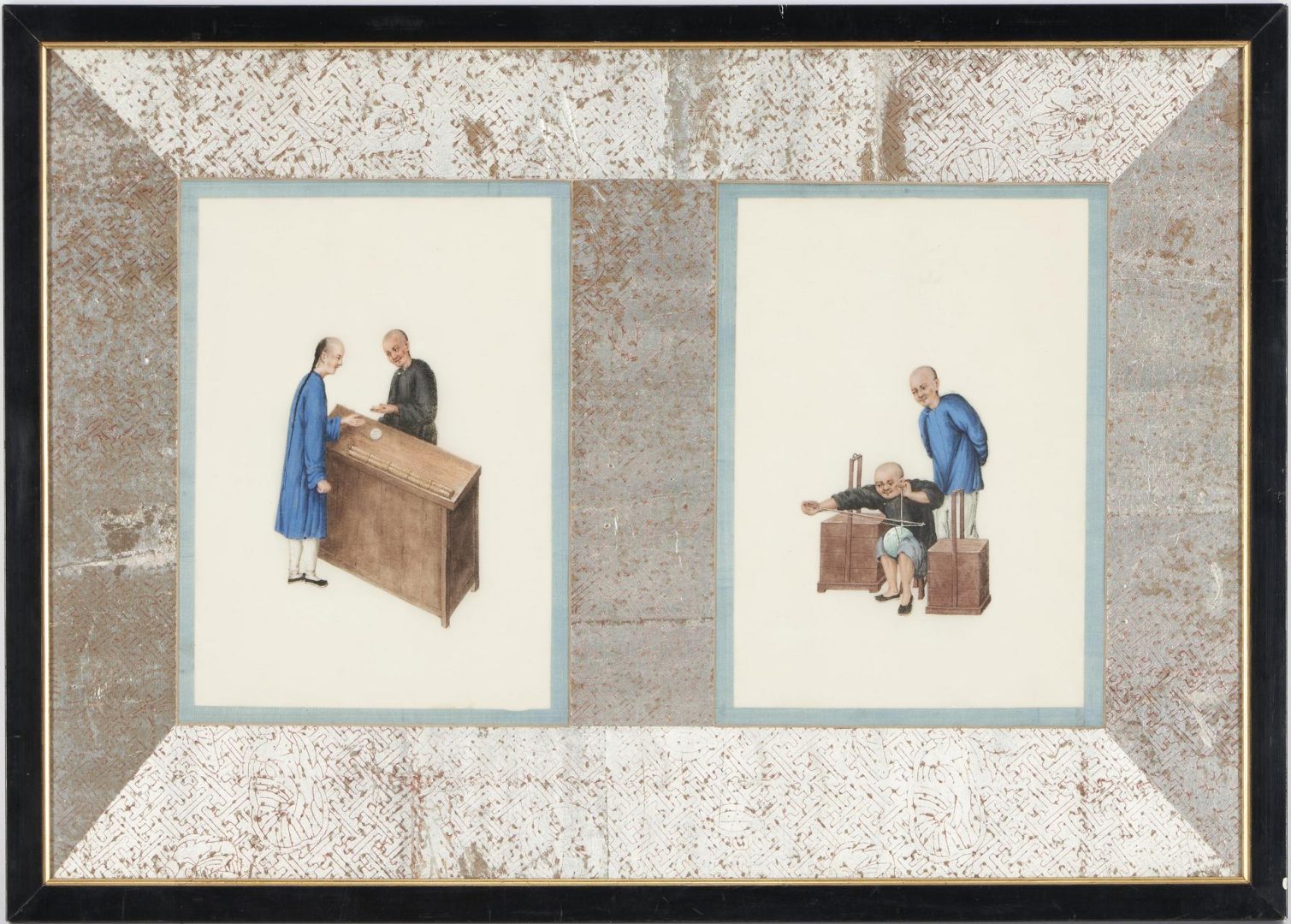 Lot 16: 5 Chinese Paintings of Tradesmen on Silk