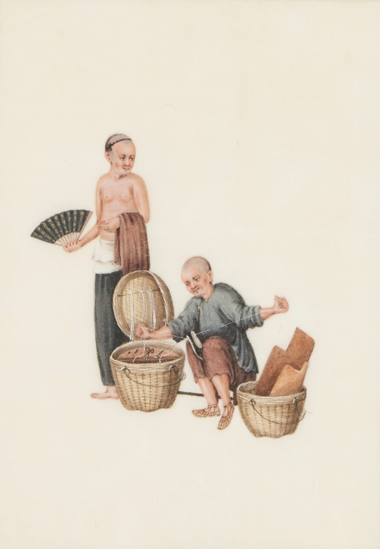 Lot 16: 5 Chinese Paintings of Tradesmen on Silk