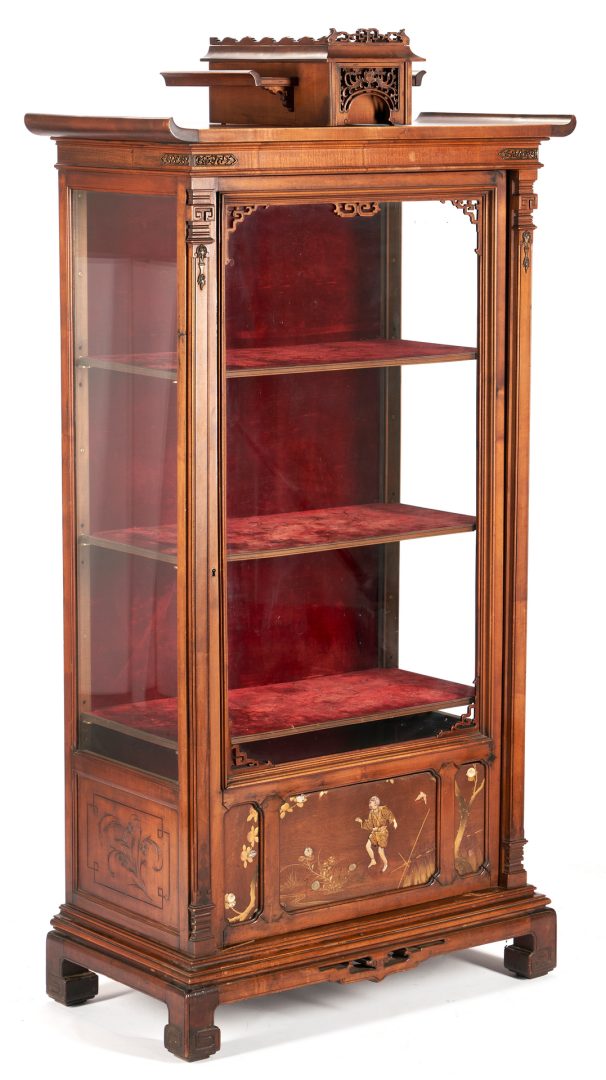 Lot 172: Chinoiserie Inlaid Lacquer Display Cabinet and Altar