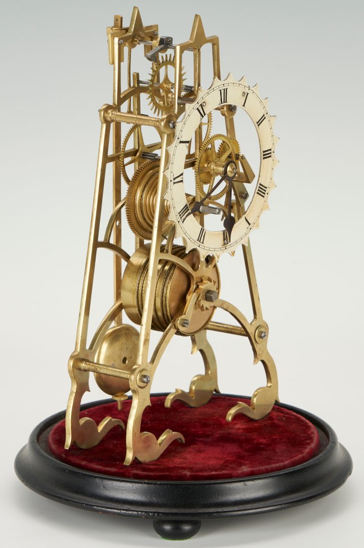 Lot 174: Skeleton Clock w/ Glass Dome, Probably Continental