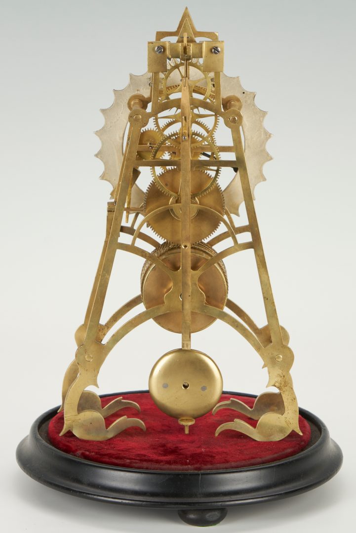 Lot 174: Skeleton Clock w/ Glass Dome, Probably Continental