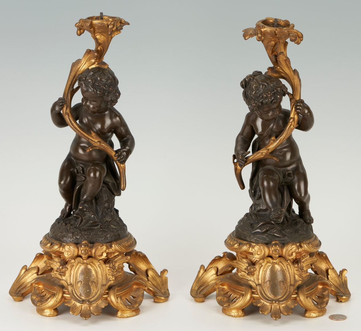 Lot 177: Pr. French Figural Bronze Candlesticks