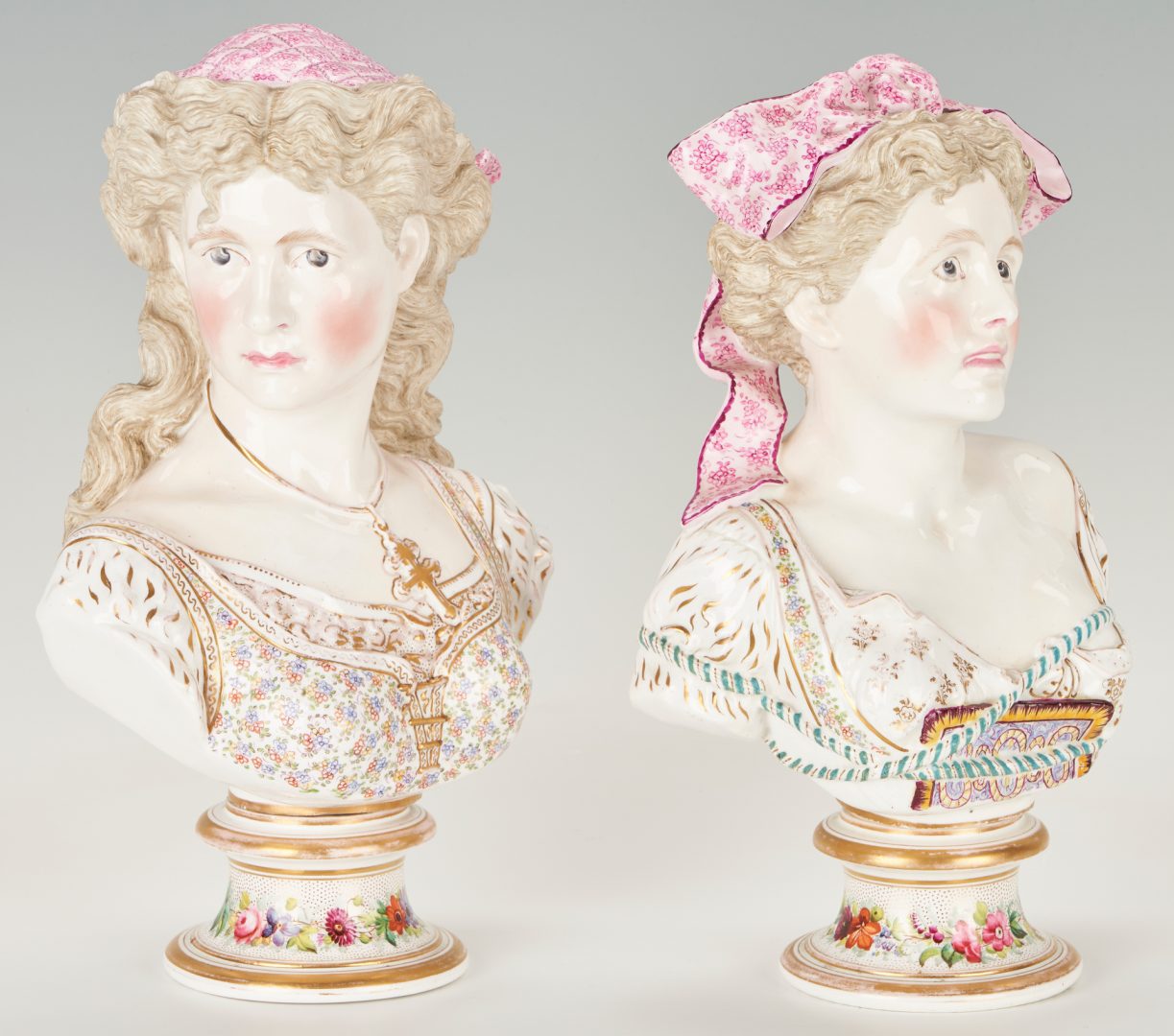 Lot 181: 2 Continental Porcelain Female Busts, poss Nymphenburg